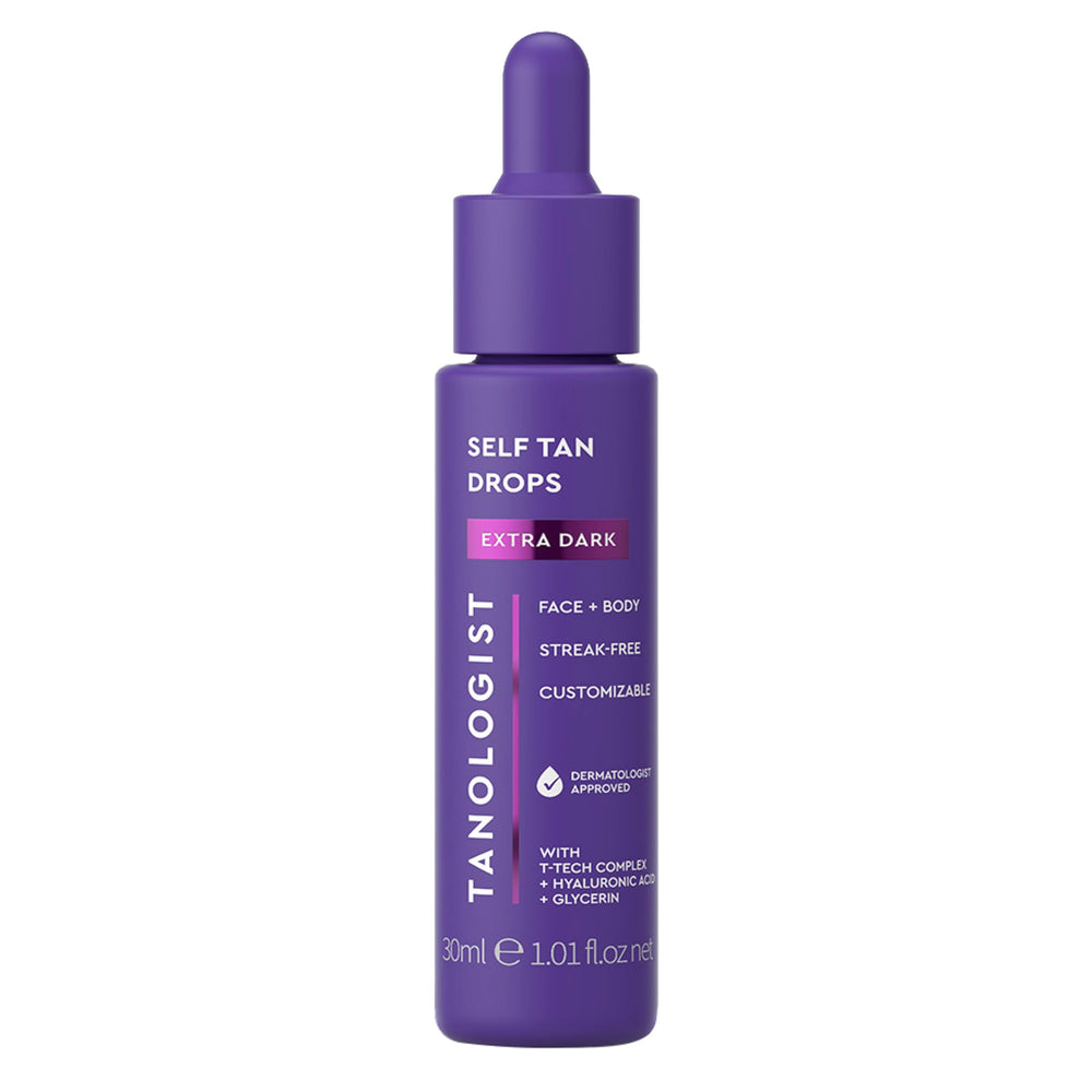 Tanologist bottle front packaging showing product and benefit