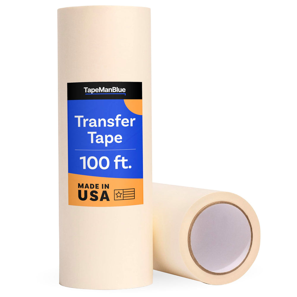 TapeManBlue front view of 12x100' roll showing packaging and dimensions benefits