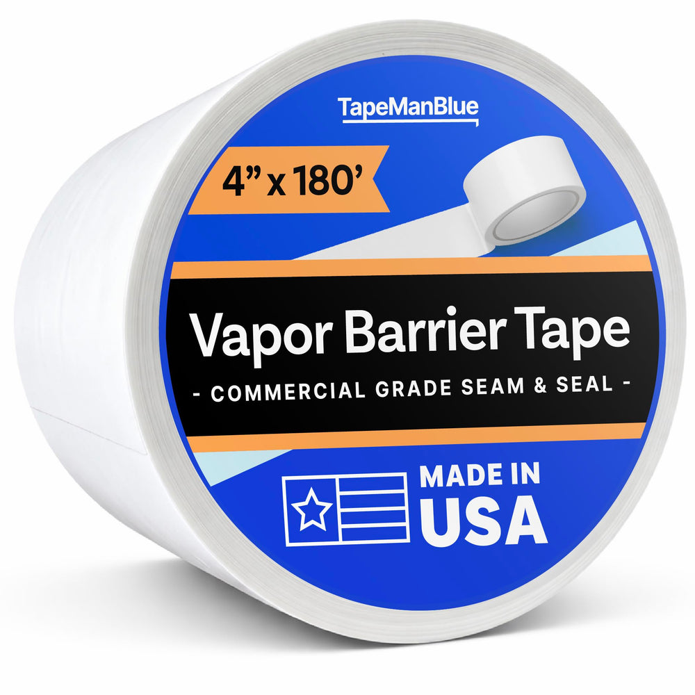 TapeManBlue front view of the 4-inch roll showing label and size benefits
