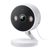 Tapo C120 front view showing compact camera housing and lens, ideal for discreet monitoring