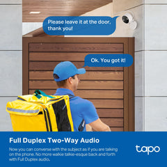 Tapo C120 mounted on a porch eave, weatherproof protection gives reliable outdoor coverage