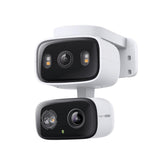 Tapo C246D front view mounted showing dual‑lens coverage benefit
