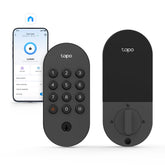 Tapo outdoor faceplate showing keypad and secure look, benefits quick keyless entry