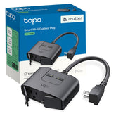 Tapo P400M front view showing dual outlets and compact design for versatile outdoor control