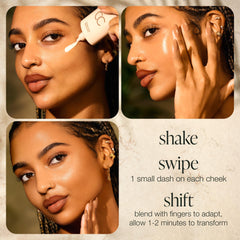 tarte blending serum with fingers for shade activation benefit