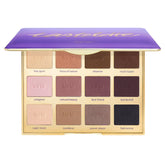 tarte palette front open showing all 12 cool-toned matte shades for versatile looks