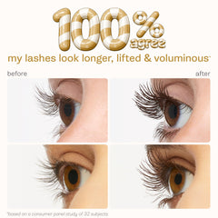 tarte before and after lashes showing tartelette XL mascara lengthening and volumizing effect