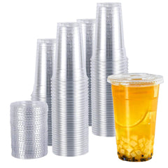 TashiBox front view of 24 oz clear cups showing professional clarity and presentation