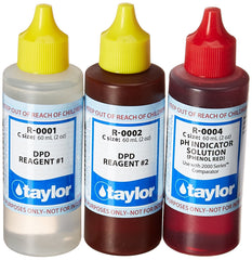 Taylor basic refill kit front packaging showing three 2 oz reagent bottles and clear labels for easy identification and accurate testing