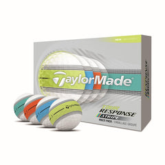 TaylorMade Tour Response Stripe front packaging showing one dozen balls and stripe for clear identification