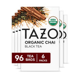 TAZO front packaging showing six 16-count boxes, clear pantry benefit