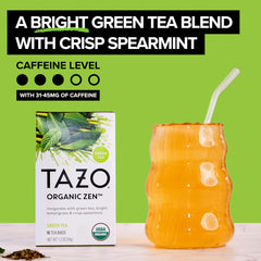 TAZO Zen iced tea pitcher poured over ice illustrating refreshing cold brew option