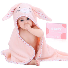 TBEZY front view of bunny towel showing cute hood and full wrap benefit