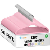 TechZoo front pack of 50 pink hangers showing unified closet solution