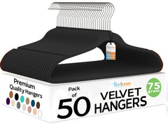 TechZoo front view of 50-pack hangers showing neat packaging and space saving