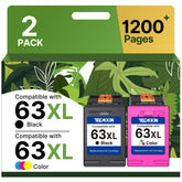 TECKKIN front packaging showing 63XL black and tri-color, clear compatibility benefit