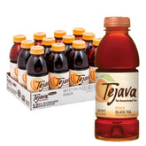 Tejava front packaging showing peach iced tea bottle and benefits