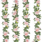 TELDRASSIL front view of 4-pack pink rose garlands showing full set and benefit of ready-to-use décor