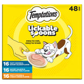 Temptations lickable spoons pack front showing 48-count convenience