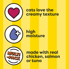 Temptations creamy puree texture squeezed from tube, moisture rich for easy lapping