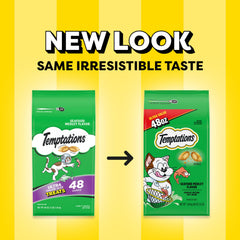 Temptations open tub revealing crunchy outside soft inside treats