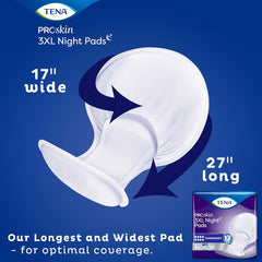 TENA 3XL pad flat lay showing full length and broad coverage for confidence