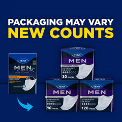 TENA Men cloth-like outer cover close-up for gentle comfort and reduced irritation