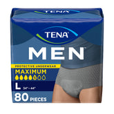 TENA men maximum front packaging showing product and count for discreet protection