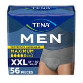 TENA men front packaging showing 56 count and benefit of maximum protection