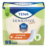 TENA front packaging showing product name and 99-count for easy restocking