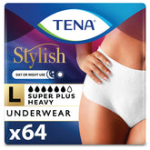 TENA front packaging showing product count and size for confident selection