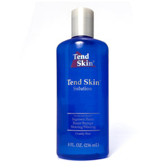Tend Skin bottle front view showing 8 oz size and clear solution benefit