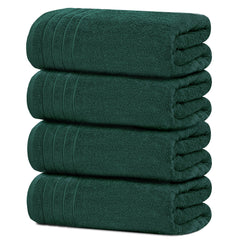 Tens Towels folded front view showing hunter green color and neat finish benefits quick storage