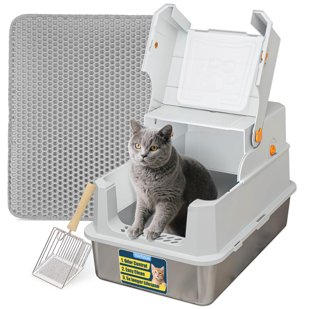 TTT TENTIZON front view showing covered litter box and tidy benefit