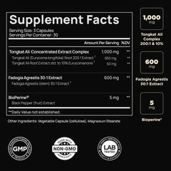 TERRA ELMNT bottle side view showing supplement facts and ingredient amounts