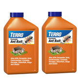 Terro front shaker canister showing label and pour spout for easy perimeter application