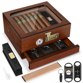 Tesonway humidor front view with glass top showing elegant display benefit