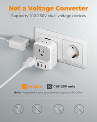 TESSAN closeup of four US outlets and three USB ports for multitasking
