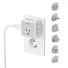 TESSAN front view adapter showing outlets and USB ports for versatile charging