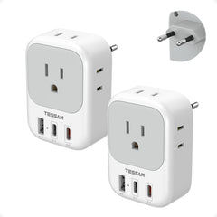 TESSAN front view showing EU plug and AC outlets for versatile charging