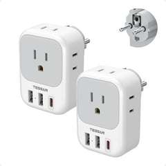 TESSAN front view of adapter pack showing multiple outlets for versatile charging