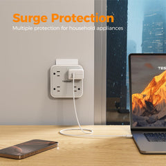 TESSAN side profile highlighting surge protection label for safer electronics