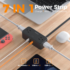 TESSAN USB ports closeup highlighting USB‑C and USB‑A for faster device charging