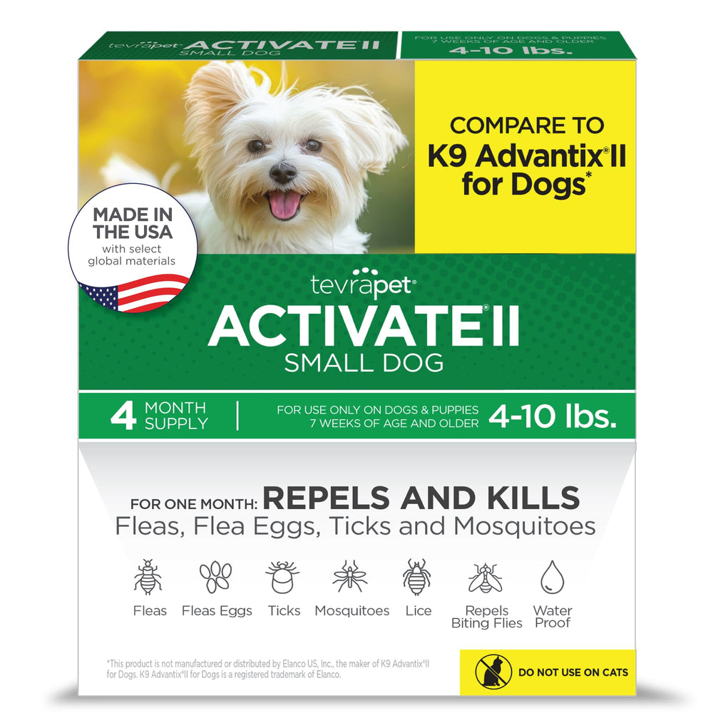 TevraPet Activate II front packaging showing four monthly doses and benefit of affordable protection