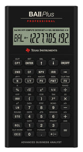 Texas Instruments BA II Plus Professional front view showing keypad and rugged case for dependable use