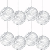 The Dreidel Company front view of eight 4-inch disco balls, instant party sparkle