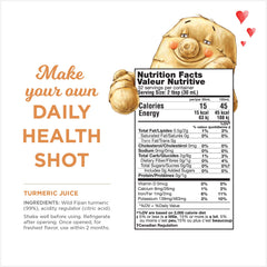 The Ginger People pouring turmeric juice into a small glass, convenient ready-to-pour benefit