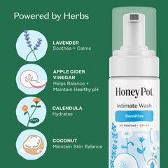 The Honey Pot Company pump dispensing a small amount for controlled use