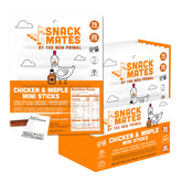 The New Primal front packaging showing 40 mini chicken sticks and kid-friendly design