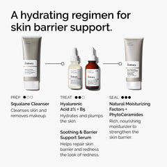 The Ordinary label with ingredient highlights emphasizing barrier-supporting actives